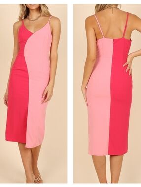 NWT Petal & Pup Camela Candy Colorblock Stretch Knit Bodycon Midi Dress, Size 8.